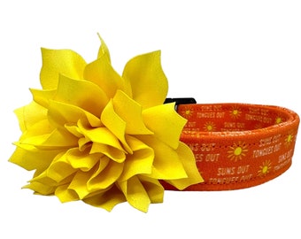 Summer Dog Collar, Suns Out Tongues Out Dog Collar with Collar Flower, Sun Dog Collar, Sunshine Dog Collar, Everyday Dog Collar, Dog Collar