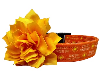 Summer Dog Collar, Suns Out Tongues Out Dog Collar with Collar Flower, Sun Dog Collar, Sunshine Dog Collar, Everyday Dog Collar, Dog Collar