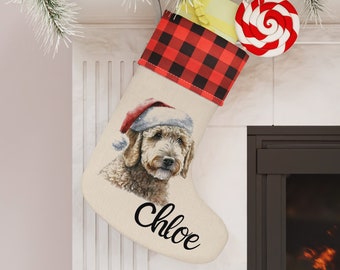 Golden Doodle  Christmas Stocking, Personalized Christmas Stocking for Dog, Golden Doodle Stocking, Golden Doodle Christmas Stocking