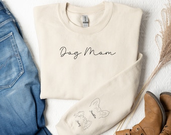 Personalized Dog Ear Sweatshirt, Dog Mom Sweatshirt, Dog Mom Gift, Personalized Dog Sweatshirt, Dog Mom Sweatshirt with Dog Ears and Name
