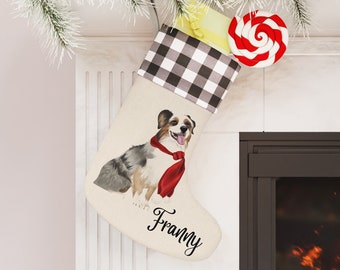 Australian Shepherd Christmas Stocking, Personalized Dog Christmas Stocking, Australian Shepherd, Australian Shepherd Stocking, Aussie