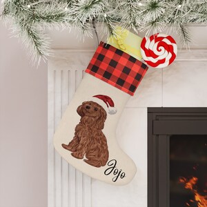 Poodle Buffalo Plaid Christmas Dog Stocking, Personalized Stocking for Poodle, Christmas Stocking for Dog, Dog Stocking, Plaid Dog Stocking