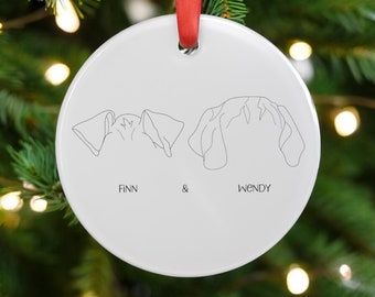 Personalized Acrylic Dog Ear Christmas Ornament For Two Dogs with Names