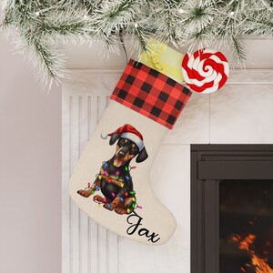 Doberman Pinscher Christmas Stocking, Dog Christmas Stocking, Stocking for Dog, Dog Stocking, Puppy Stocking, Plaid Dog Stocking, Doberman