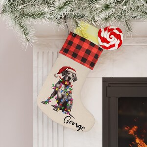 Great Dane Christmas Stocking, Dog Christmas Stocking, Personalized Stocking for Dog, Dog Stocking, Puppy Stocking, Plaid Stocking