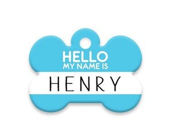 Hello My Name Is Hot Pink round dog cat charm custom pet tag by ID4PET 