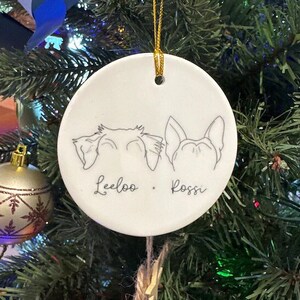 Personalized Dog Ear Christmas Ornament For Two Dogs with Names