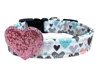 Valentine's DayHeart Dog Collar with Pink Heart Embellishment