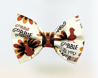 Thanksgiving Bowtie for Dogs, Turkey Dog Bow Tie, Bow Tie for Dog, Gobble Gobble Dog Bow Tie, Doggie Bow Tie, Bow Tie for Dog, Dog Bow Tie