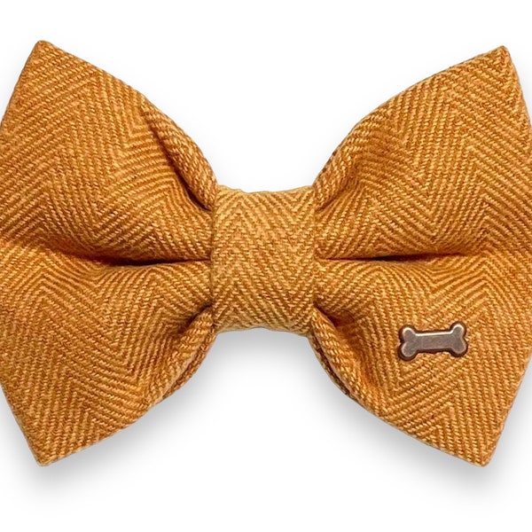 Burnt Orange Herringbone Dog Bow Tie, Fall Bow Tie for Dog, Thanksgiving Dog Bow Tie, Doggie Bow Tie, Bow Tie for Dog, Dog Bow Tie