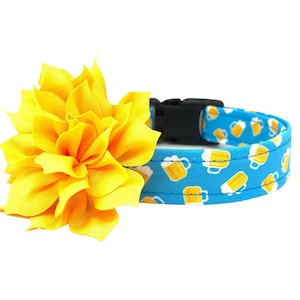 Hundehalsband, Bier Hundehalsband mit goldgelber Blume, Oktoberfest Hundehalsband, Bier-Liebhaber-Hundehalsband, Bier-Hundehalsband, Bier-Hundehalsband