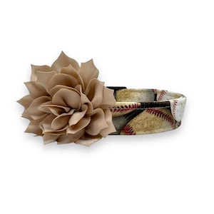 Baseball Dog Collar, Vintage Baseball Collar for Dog with Flower, Baseball Collar, Sport Dog Collar, Baseballs, Vintage Baseballs