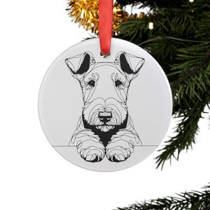 Airedale Terrier Christmas Ornament, Airedale Terrier Dog Ornament, Acrylic Christmas Ornament, Dog Ornament with Ribbon, Dog Ornament