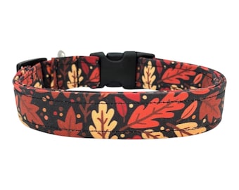 Black Fall Leaf Thanksgiving Dog Collar