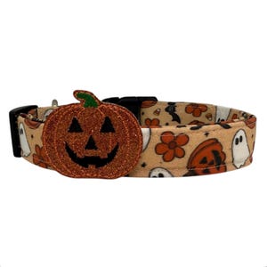 Halloween Dog Collar, Dog Collar for Halloween, Ghost and Pumpkin Halloween Dog Collar, Pumpkin Dog Collar, Ghost Dog Collar, Halloween Bats