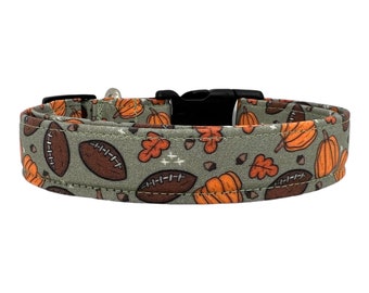 Pumpkin & Football Fall Dog Collar