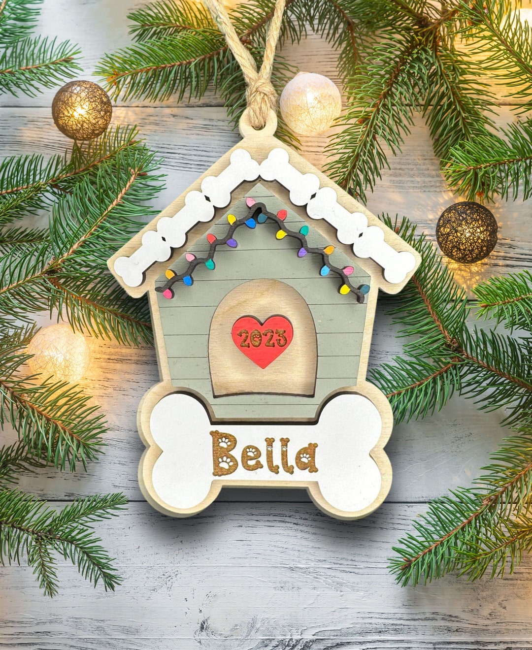 Personalized Dog House Ornament, Christmas Dog Ornament, Dog Name