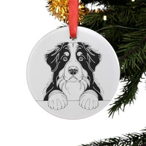 Decorazione natalizia a forma di cane da montagna bernese, decorazione a forma di cane da montagna bernese, decorazione natalizia in acrilico, decorazione per cani con nastro, decorazione per cani