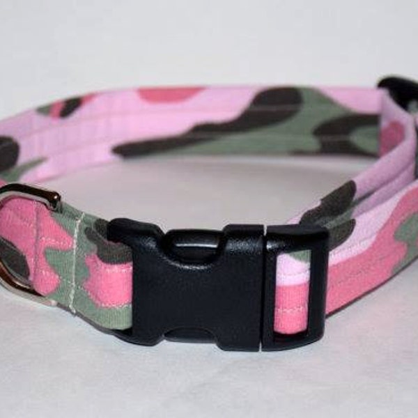 Camo  Dog Collar – Camouflage Dog Collar – Light Pink Camo Dog Collar –Handmade Fabric Dog Collar