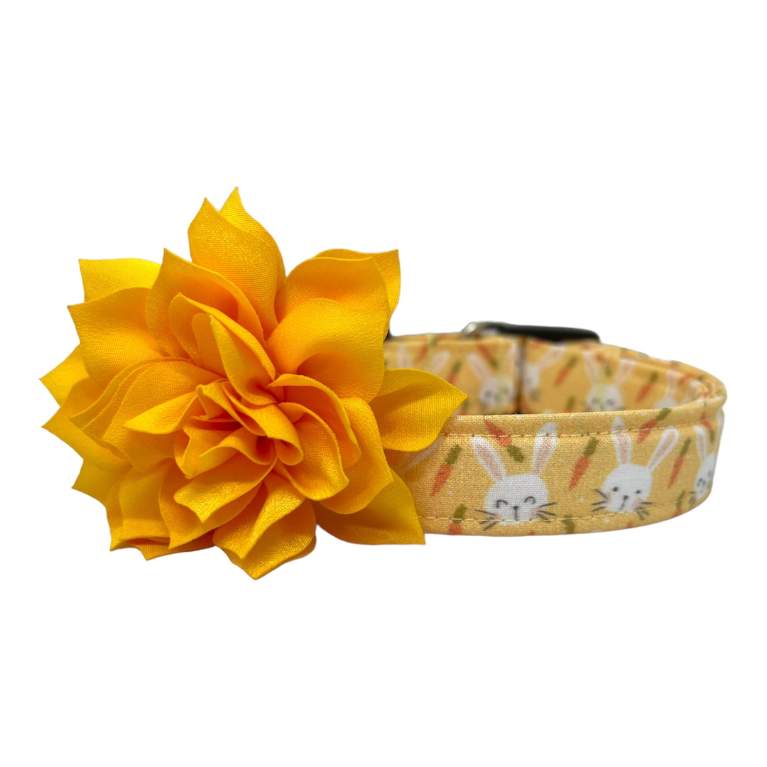 Easter Dog Collar, Easter Bunny Dog Collar With Dog Collar Flower, Dog
