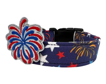 Patriotic Dog Collar, 4th of July Dog Collar, Firework Dog Collar, Patriotic Collar, Patriotic Star Dog Collar, Summer Dog Collar, Patriotic