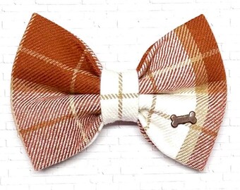 Plaid Dog Bow Tie, Burnt Orange Bow Tie for Dog, Plaid Dog Bow Tie, Doggie Bow Tie, Bow Tie for Dog, Dog Bow Tie, Fall Dog Bowtie, Fall Bow