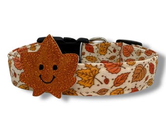 Fall Dog Collar, Fall Leaves Dog Collar with Embellishment, Thanksgiving Dog Collar, Autumn Dog Collar, Dog Collar for Fall