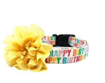 Hundehalsband, Geburtstagshundehalsband, Happy Birthday Hundehalsband mit 3,5"Blume, Geburtstagshalsband, Hunde Geburtstag, Geburtstag, Geburtstagshund