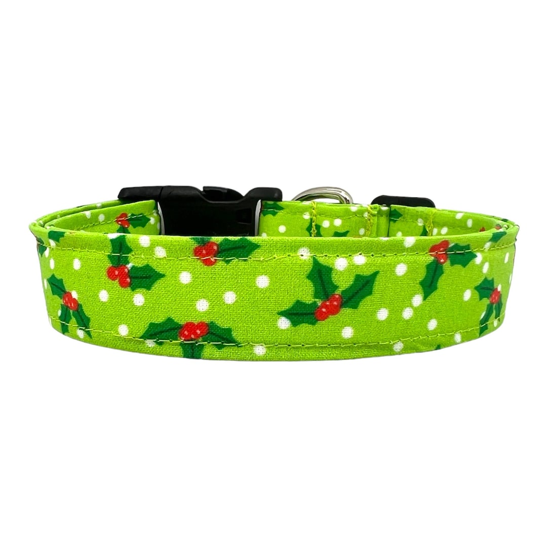 Christmas Dog Collar, Christmas Holly Dog Collar, Holly Dog Collar