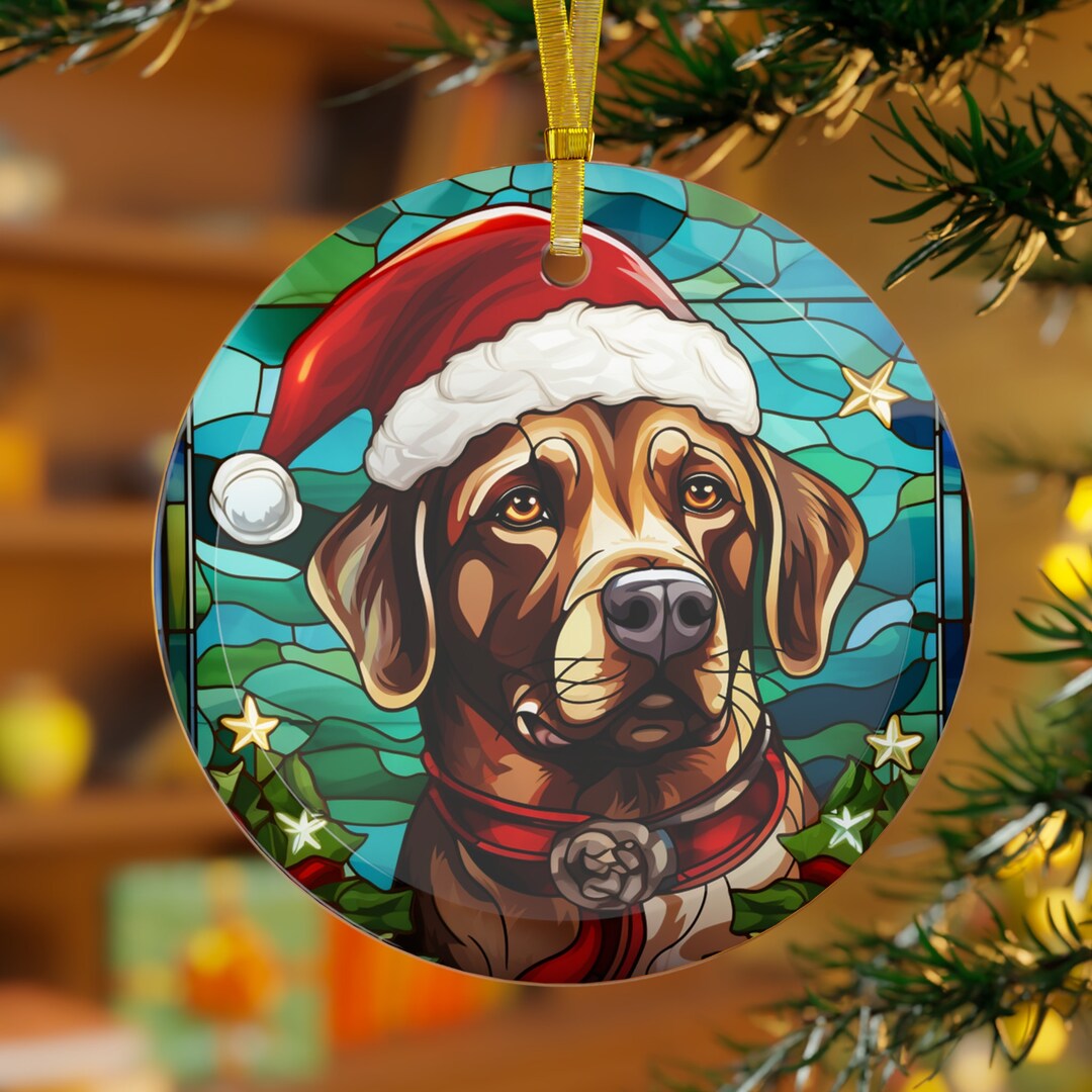 Chocolate Lab Ornament Chocolate Lab Glass Christmas Etsy