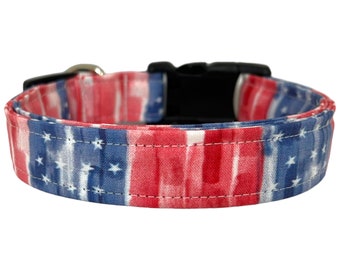 Patriotic Dog Collar, 4th of July Dog Collar, American Flag Dog Collar, Watercolor American Flag Dog Collar, Stars & Stripes Dog Collar