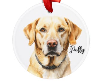 Adorno navideño personalizado de labrador amarillo, regalo de Navidad para mamá labradora, amante de los perros, regalo para amantes de los perros, adorno de labrador retriever, labrador amarillo
