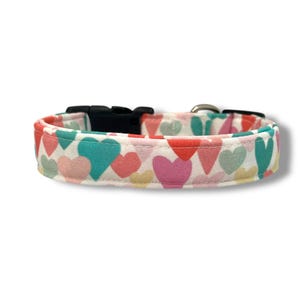 Valentine&#39;s Day Dog Collar, Colorful Hearts Dog Collar, Dog Collar for Valentine&#39;s Day, Heart Dog Collar, Dog Collar with Hearts