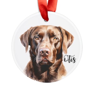 Personalisierte Schokolade Labrador Ornament, Weihnachtsgeschenk für Labrador Mama, Hundeliebhaber, Hundeliebhaber Geschenk, Labrador Retriever Ornament
