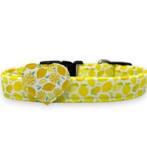 Dog Collar, Lemon Dog Collar with Lemon Embellishment, Summer Dog Collar, Bright Lemon Dog Collar, Fruit Collar, Citrus Collar, Lemon Collar