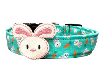 Dog Collar, Easter Bunny Dog Collar, Easter Dog Collar with Easter Bunny Embellishment, Bunny Dog Collar, Easter Carrots, Easter Collar