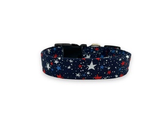Patriotic Dog Collar, 4th of July Dog Collar, Patriotic Stars Dog Collar, Stars Dog Collar, Dog Collar with Stars, Red White and Blue