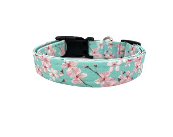 Flower Dog Collar, Spring Floral Dog Collar, Cherry Blossom Dog Collar with 3" Light Pink Flower, Flower, Spring Dog Collar