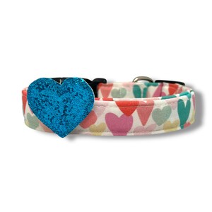 Valentine&#39;s Day Dog Collar, Colorful Heart Dog Collar with Embellishment, Dog Collar for Valentine&#39;s Day, Heart Dog Collar, Heart Dog Collar
