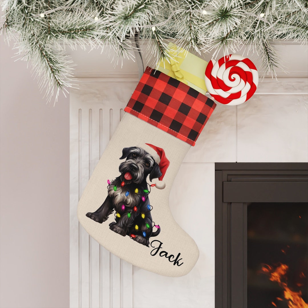 Schnauzer Dog Christmas Stocking, Dog Christmas Stocking, Personalized