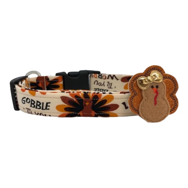 Thanksgiving Turkey Dog Collar with Turkey Dog Collar with Embellishment