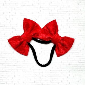 Christmas Dog Bow Headband, Dog Headband, Headband with Dog Bows, Doggie Headbands, Bows for Dogs, Dog Bows, Red Velvet Headband