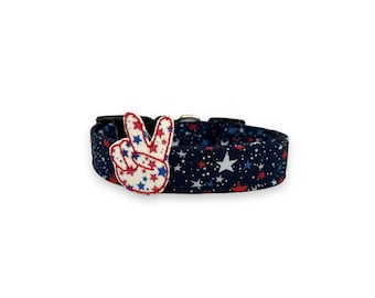 Patriotic Dog Collar, 4th of July Dog Collar, Patriotic Stars Dog Collar with Embellishment, Star Dog Collar, Dog Collar with Stars