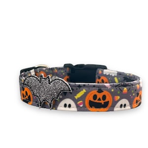 Halloween Dog Collar, Pumpkin Dog with Embellishment, Ghost Dog Collar, Jack O Lantern Dog Collar, Collar for Halloween, Halloween Collar
