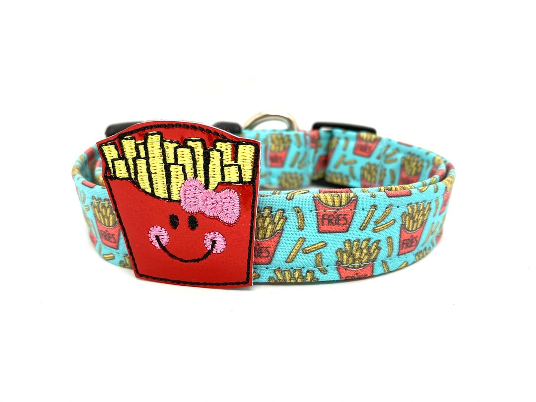 Dog Collar, French Fry Dog Collar With French Fry Embellishment, French
