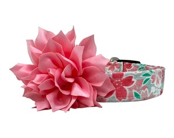 Flower Dog Collar, Spring Floral Dog Collar, Cherry Blossom Dog Collar with Dog Collar Flower, Floral Dog Collar, Flower, Spring Dog Collar