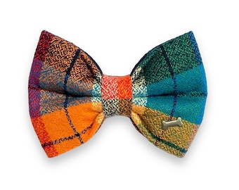 Multi Color Flannel Dog Bow Tie, Fall Flannel Bow Tie for Dog, Plaid Dog Bow Tie, Doggie Bow Tie, Bow Tie for Dog, Dog Bow Tie