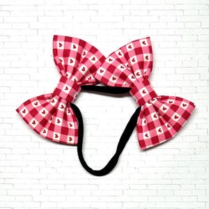 Valentine&#39;s Day Dog Bow Headband, Dog Headband, Headband with Dog Bows, Doggie Headbands, Bows for Dogs, Dog Bows, Red and Pink Bow Headband