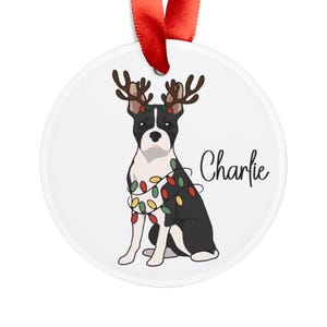 Personalized Boston Terrier Dog Christmas Ornament, Christmas Gift for Boston Terrier Dog Mom, Boston Terrier Ornament, Boston Terrier