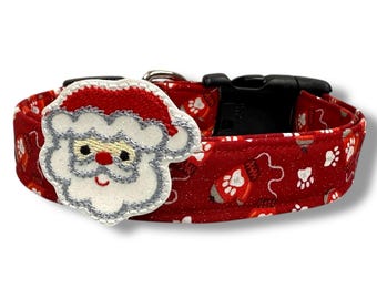Christmas Mittens Dog Collar |  Winter Paw Print Mittens Dog Collar with Embellishment | Shimmery Mittens Dog Collar | Winter Dog Collar